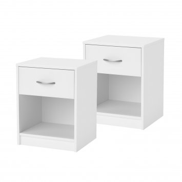 Nachtschrank mit 1 Schublade 2er-Set Nina Weiß