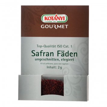Kotanyi Gourmet Safran Fäden Gewürz ungeschnitten elegiert 2g
