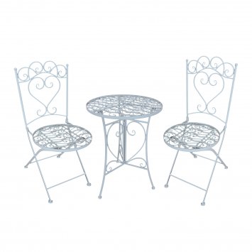 Gartentisch mit 2 Stühlen Curly Creme