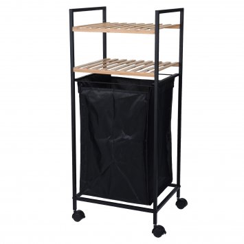 Bad Regal mit Wäschesack auf Rollen