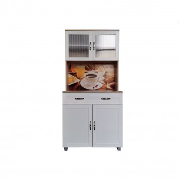 Küchenbuffet mit Glasteil Sonoma/Weiß Blanca Bistro