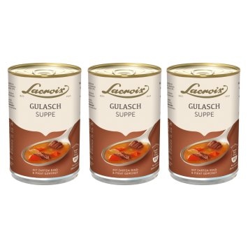 Lacroix Gulasch Suppe zartes Rindfleisch pikant gewürzt 400ml 3er Pack
