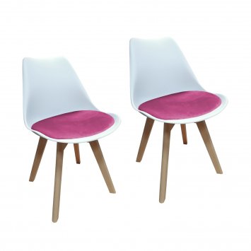 Design-Stühle mit Kunststoffschale und Samt-Sitzki Skandinavischer Look für Esszimmer und Küche