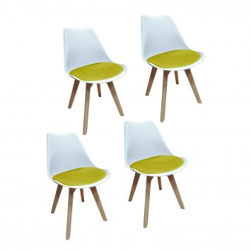 Design-Stühle mit Kunststoffschale und Samt-Sitzki Skandinavischer Look für Esszimmer und Küche