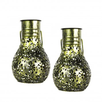Solarlaterne Luna 2er Set Blüten Bronze