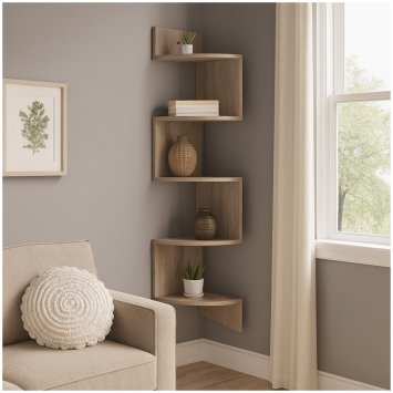 Eckregal Hängeregal Sonoma mit 5 Ablagen modernes Wandregal platzsparend