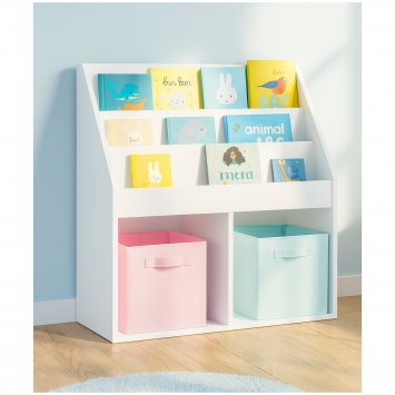 Kinderregal Aufbewahrungsregal mit 5 Fächern Bücherregal für Kinderzimmer Weiß