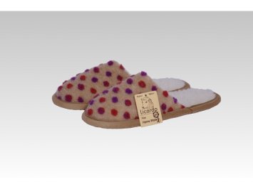 Pantoffel Wolle Noppen beige - 38/39 linke