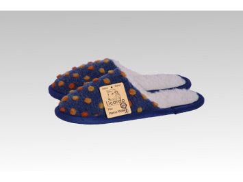 Pantoffel Wolle Noppen blau - 44/45 linke