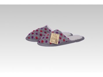 Pantoffel Wolle Noppen silber - 38/39 linke