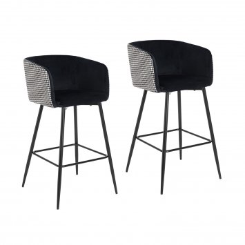 Barhocker Delray Hahnentritt Schwarz-Weiß