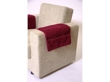 Armlehnenschoner flach mit drei Taschen Wolle bordeaux 50 cm x 55 cm linke