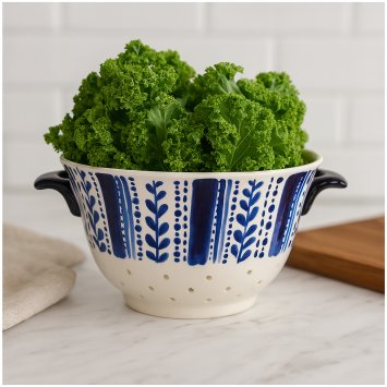 Keramik Küchensieb mit Griffen stilvolles Sieb für Obst, Gemüse und Pasta