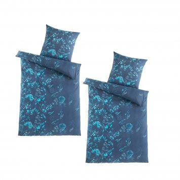Mikrofaser Flausch Bettwäsche 2 Sets Petrol/Blau