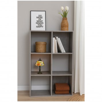 Standregal Betonoptik 6 Fächer vielseitig als Regal oder Raumteiler