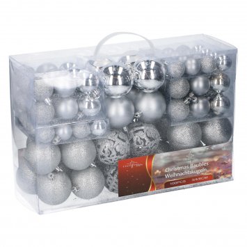 Weihnachtskugel Set 100 Stück Silber