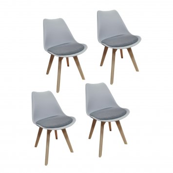 Stuhl 4er Set Atlanta Hellgrau, Webstoff Dunkelgrau