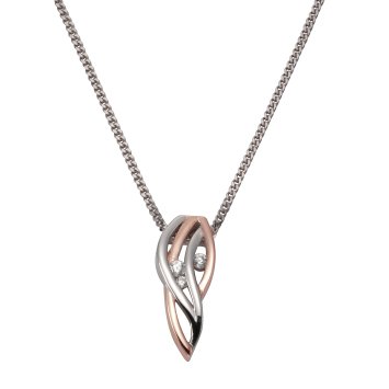 Halskette Silber 925 zweifarbig mit Zirkonia weiß