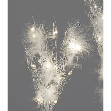 Zweig mit Federn 30 cm und LED Licht