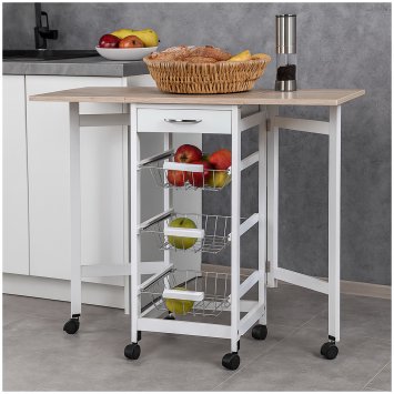Küchenbar auf Rollen ausklappbar Skandi