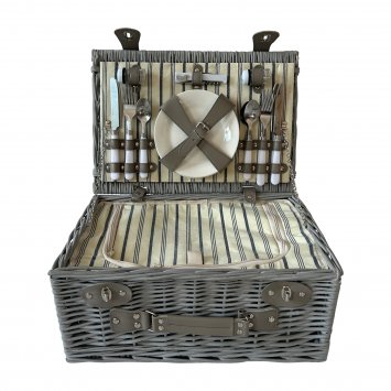 Picknickkorb für 4 Personen Finie Grau