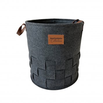 Wäschekorb 55 Liter Briena Filz Dunkelgrau