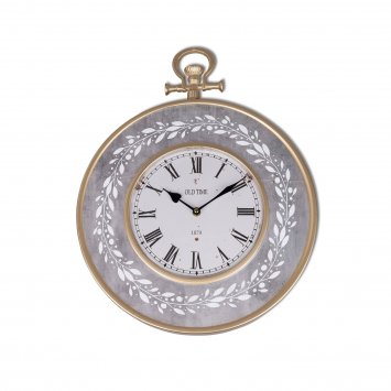 Wanduhr grau antik mit Ranke 38 cm