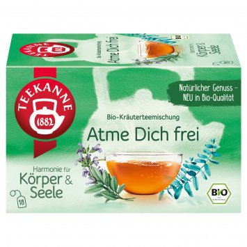 Teekanne Bio Atme Dich frei mit Fenchel Salbei und Eukalyptus 18 Beutel
