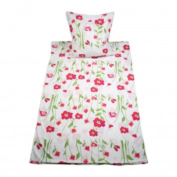 Bettwäsche 2-teiliges Set 135 x 200 Rote Wiesenblumen