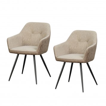 Esszimmerstuhl 2er Set Antikbraun/Taupe Joschka