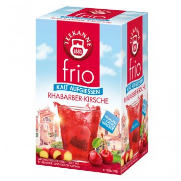 Teekanne frio Rhabarber Kirsche aromatisierter Früchtetee 45g
