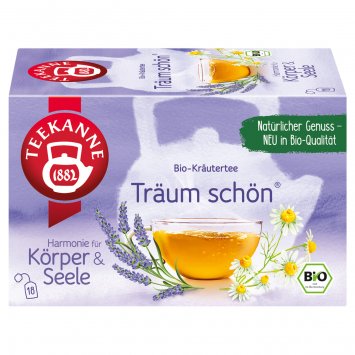 Teekanne Bio Träum schön mit Kamille Melisse und Lavendelblüten 18 Beutel
