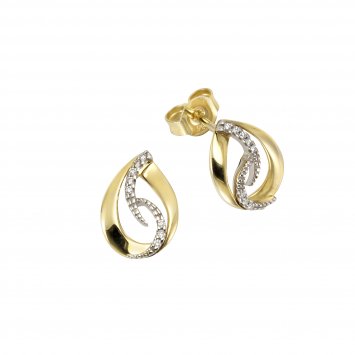 Ohrringe Gold 585 zweifarbig mit 16 Brillanten zus. 0,06ct.