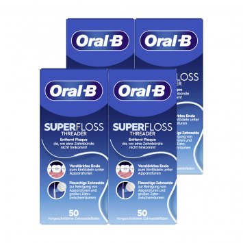 Oral B Zahnseide SuperFloss mit Minzgeschmack 50 Fäden 4er Pack