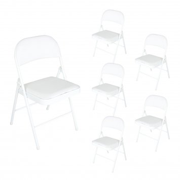 Klappstuhl Kunstleder Gestell Weiß 6er-Set