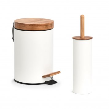 Kosmetikeimer und WC-Bürste Weiß Scandi