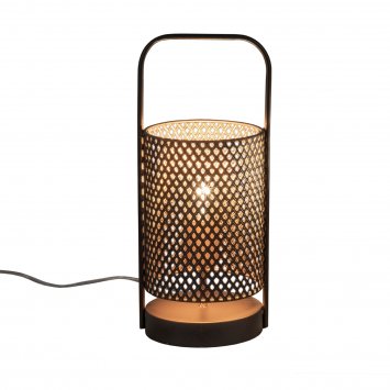 Lampe Rund Metalllampe in Goldschwarz