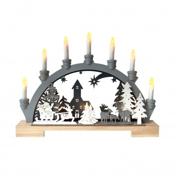 Schwibbogen Grau Weihnachtsschlitten