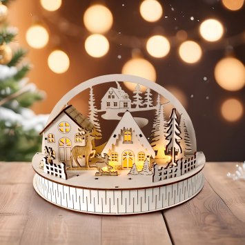 LED Weihnachtsdeko Winterdorf und Rehe