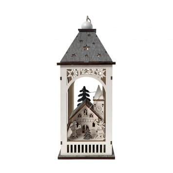 LED Weihnachtslaterne mit Kirche