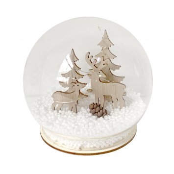 Schneekugel Rehe mit LED-Beleuchtung
