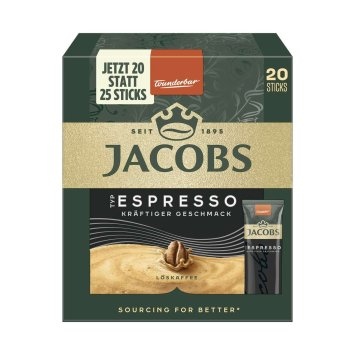 Jacobs Espresso löslicher Kaffee 20 Sticks 1.8g pro Packung 36g