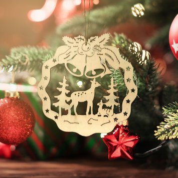 Dekohänger Holz Rehe im Wald