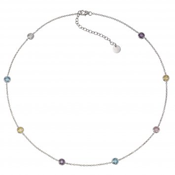 Halskette 925 Silber rhodiniert mit Zirkonia bunt
