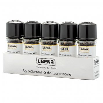 Ubena Pfeffer schwarz ganz Pfeffermühlen a. 45g 5er Set 225g