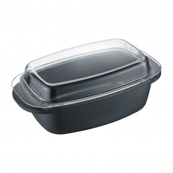 Aluguss-Unibräter mit Glasdeckel 32 x 21 cm