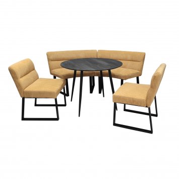 Sitzgruppe Liron Tisch, 2 Bänke und 2 Stühle Gelb