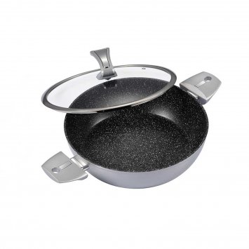 Servierpfanne mit Deckel 28 cm Metallic Silver