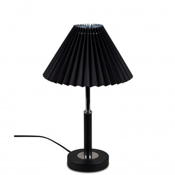 Tischlampe Schwarz Plissee Schirm