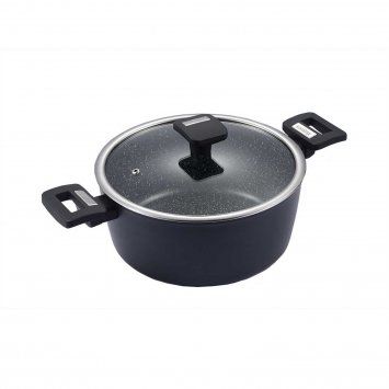 Bratentopf mit Deckel Marble Black 24 cm